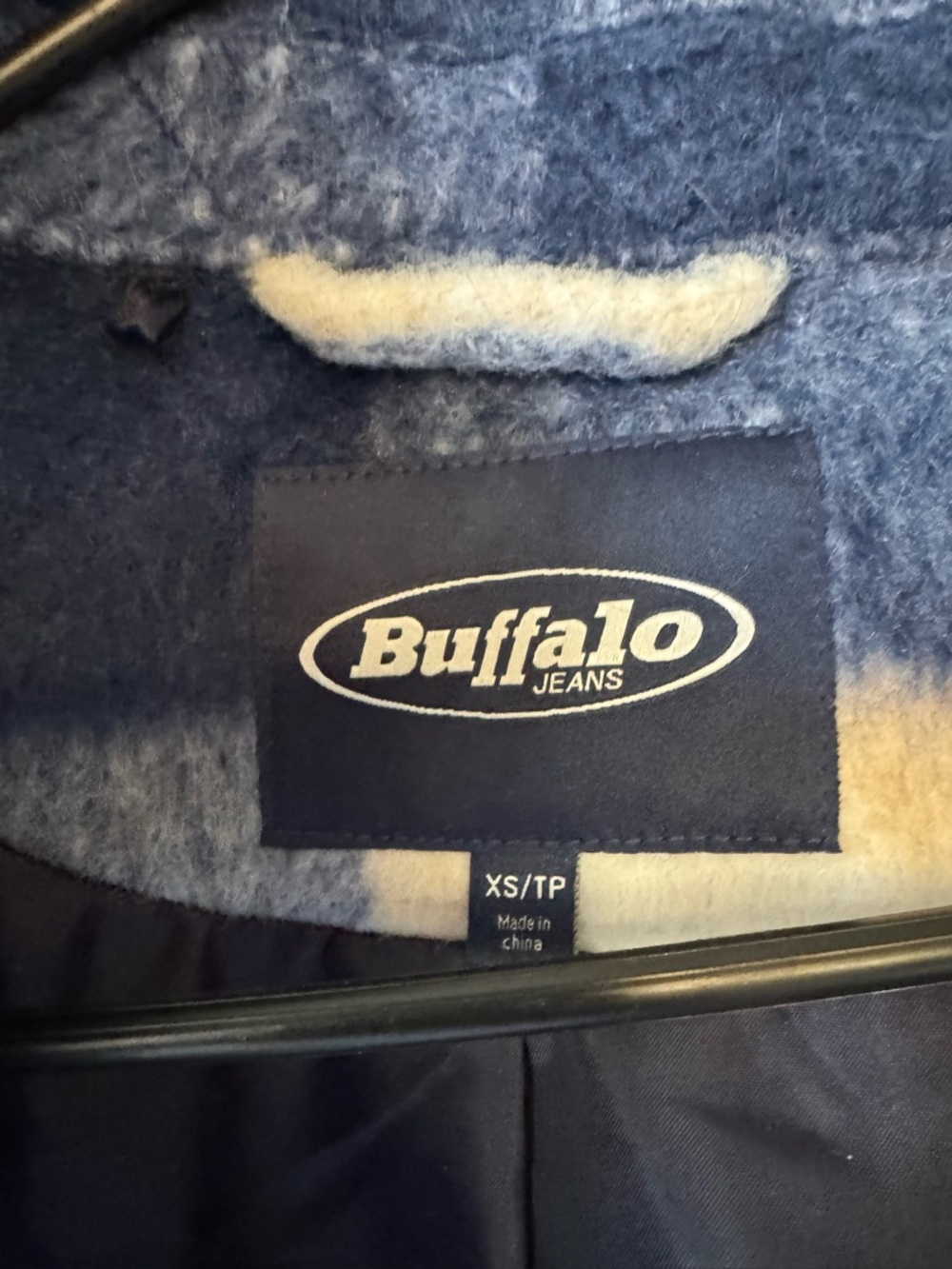 Buffalo - Navy Blue and White Plaid Cropped Jacket - Picture 6 of 7
